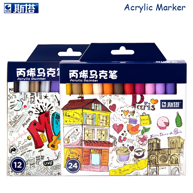 STA 12/24 Colors/set Acrylic Permanent Painting Marker Pen For Ceramic Rock Glass Porcelain Mug Wood Fabric Canvas Art Drawing
STA 12/24 Colors/set Acrylic Permanent Painting Marker Pen For Ceramic Rock Glass Porcelain Mug Wood Fabric Canvas Art Drawing