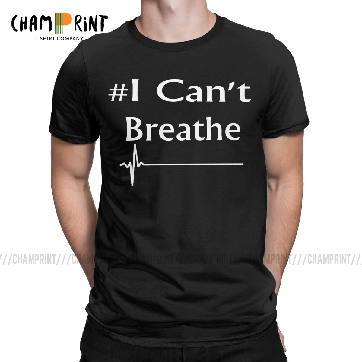 Футболка мужская с надписью I Can't Breath хипстерская рубашка круглым вырезом