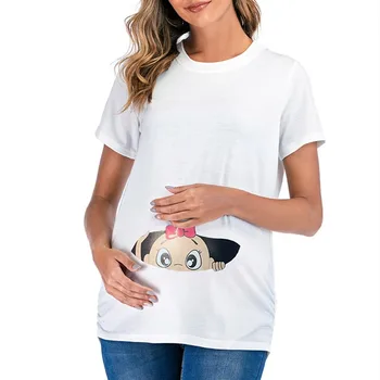 2020 Europe and The United States New Pregnant Women T-shirt Leisure Cartoon Printing Crew Neck Solid Color Short Sleeve O-Neck
2020 Europe and The United States New Pregnant Women T-shirt Leisure Cartoon Printing Crew Neck Solid Color Short Sleeve O-Neck