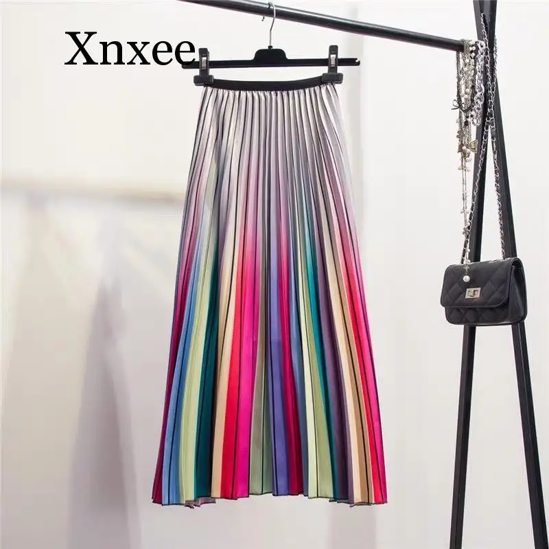 Spring New-Coming Women Skirts Rainbow Striped A-line Mid-Calf Skirts High Street European Style High Quality Skirts rainbow
Spring New-Coming Women Skirts Rainbow Striped A-line Mid-Calf Skirts High Street European Style High Quality Skirts rainbow