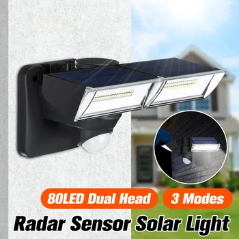 80LEDs Dual Head Solar Light Radar Sensor Spotlight Waterproof Solar Garden Light Super Bright Yard Flood LED Lamp Dropshipping
80LEDs Dual Head Solar Light Radar Sensor Spotlight Waterproof Solar Garden Light Super Bright Yard Flood LED Lamp Dropshipping
