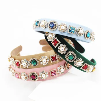 New Baroque headband luxury temperament square rhinestone color pearl geometry wild dance show catwalk headband 815
New Baroque headband luxury temperament square rhinestone color pearl geometry wild dance show catwalk headband 815