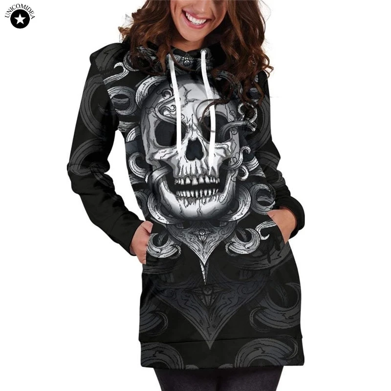 Women Hoodie Sweatshirt Pocket Casual Slim Long Sleeve 3D Printed Skull Hooded Dress Novelty Streetwear Hip Hop Hoodies
Women Hoodie Sweatshirt Pocket Casual Slim Long Sleeve 3D Printed Skull Hooded Dress Novelty Streetwear Hip Hop Hoodies