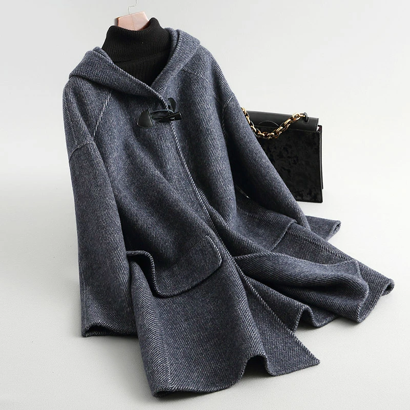 Фото 2020 повседневное женское Шерстяное Пальто длинное осенне-зимнее пальто