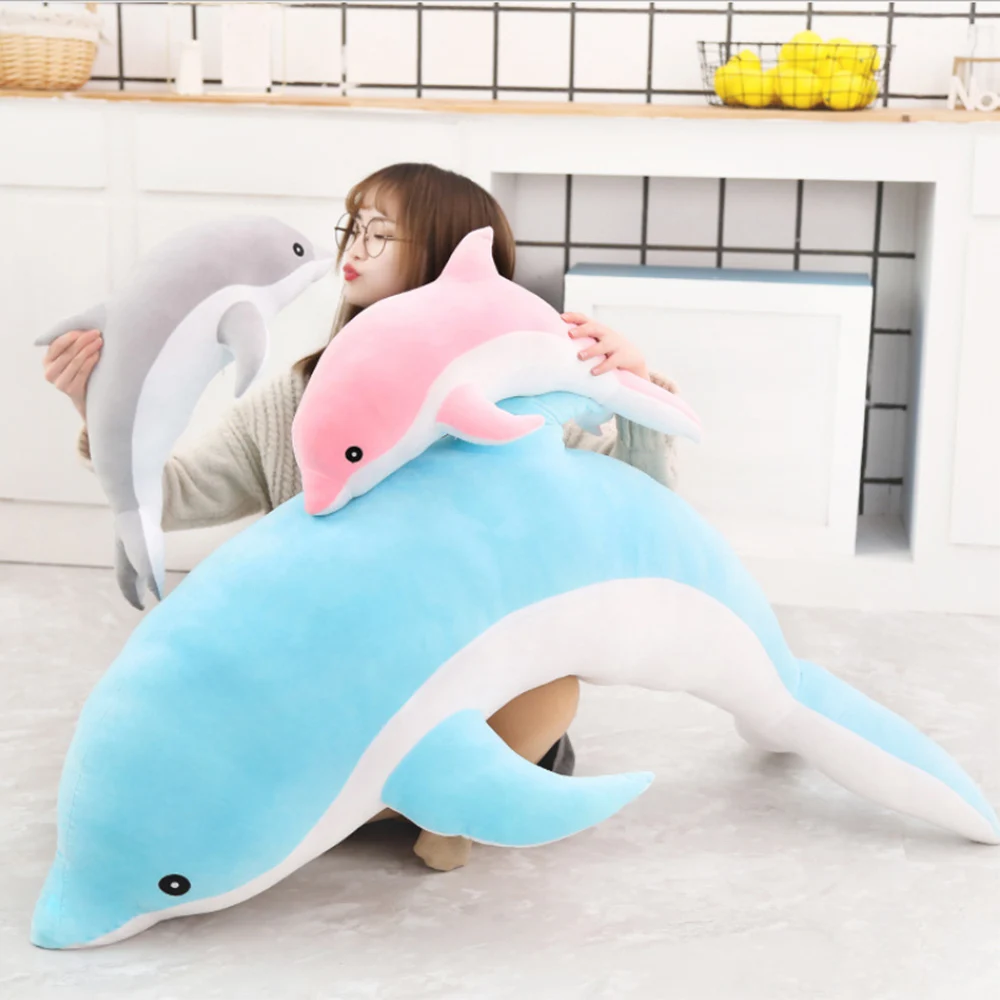 Фото Kids Plush Toy Kawaii Soft Dolphin Stuffed Dolls Animal Nap Pillow Creative Christmas Gift for Girls Children | Игрушки и хобби