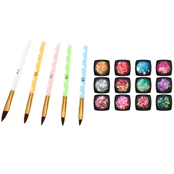 5Pcs Acrylic Nail Art UV Gel Carving Pen Brush & 12 Box Holographic Self-Adhesive Body Glitter -Eye Shadow
5Pcs Acrylic Nail Art UV Gel Carving Pen Brush & 12 Box Holographic Self-Adhesive Body Glitter -Eye Shadow