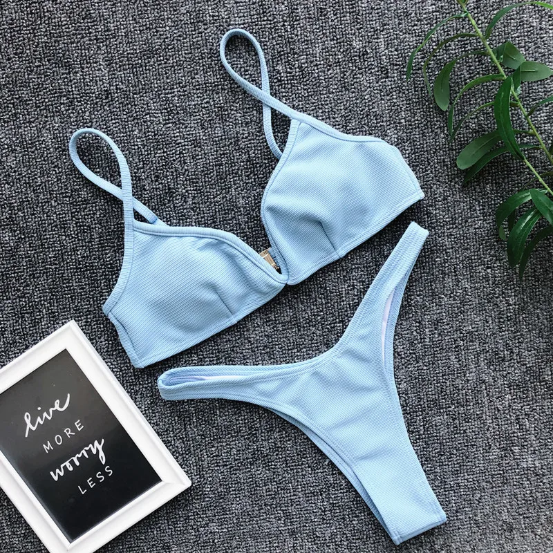 women summer swimsuit sexy bikini swimwear triangle retro thong bikinis set push up string monokini mujer biquinis feminino 2020
