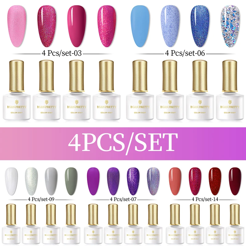 BORN PRETTY 4PCS Gel Nail Polish Set Nail Color Soak Off UV Gel Glitter Varnish Base No Wipe Top Coat Nail Prep-Primer
BORN PRETTY 4PCS Gel Nail Polish Set Nail Color Soak Off UV Gel Glitter Varnish Base No Wipe Top Coat Nail Prep-Primer