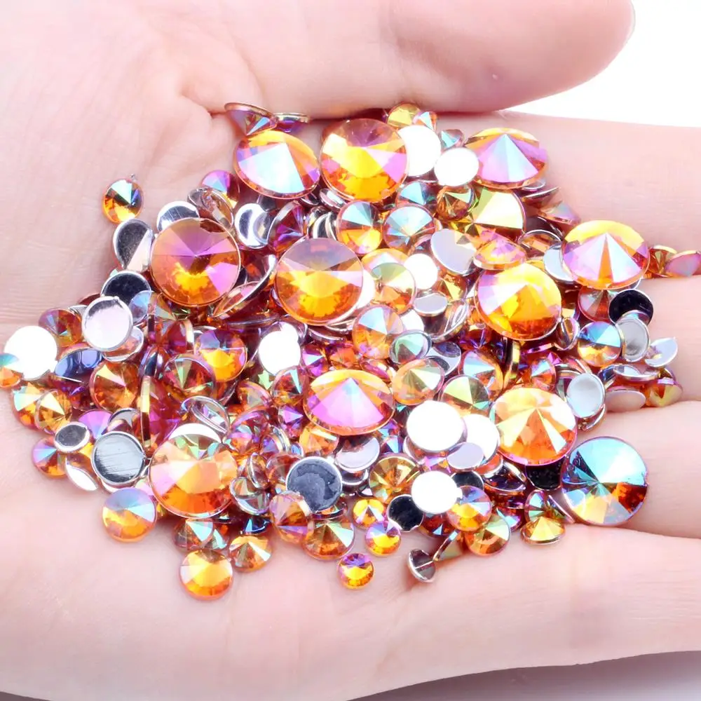 

Acrylic Rhinestones AB Colors Flatback Pointed 1000pcs 5mm Silver Foiled Glue On Beads For Nails Art Phone Cases DIY Decorations