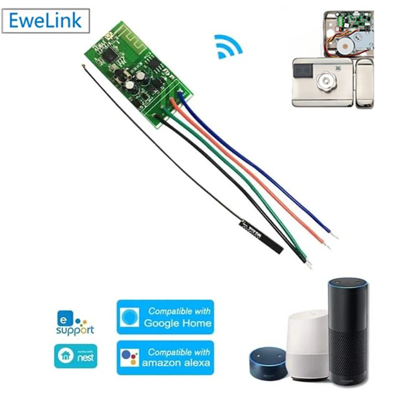 eWelink WiFi Smart Switch 12V DC Wifi Relay Electronic Lock Module APP Control Smart Lock Module Works Alexa Google Home IFTTT
eWelink WiFi Smart Switch 12V DC Wifi Relay Electronic Lock Module APP Control Smart Lock Module Works Alexa Google Home IFTTT
