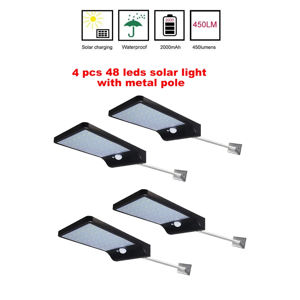 2/4pcs 48 LED Waterproof PIR Motion Sensor Wall Lamp 4 Mode Solar Light For Outdoor Rotable Pole Garden Wall Waterproof Lighting
2/4pcs 48 LED Waterproof PIR Motion Sensor Wall Lamp 4 Mode Solar Light For Outdoor Rotable Pole Garden Wall Waterproof Lighting