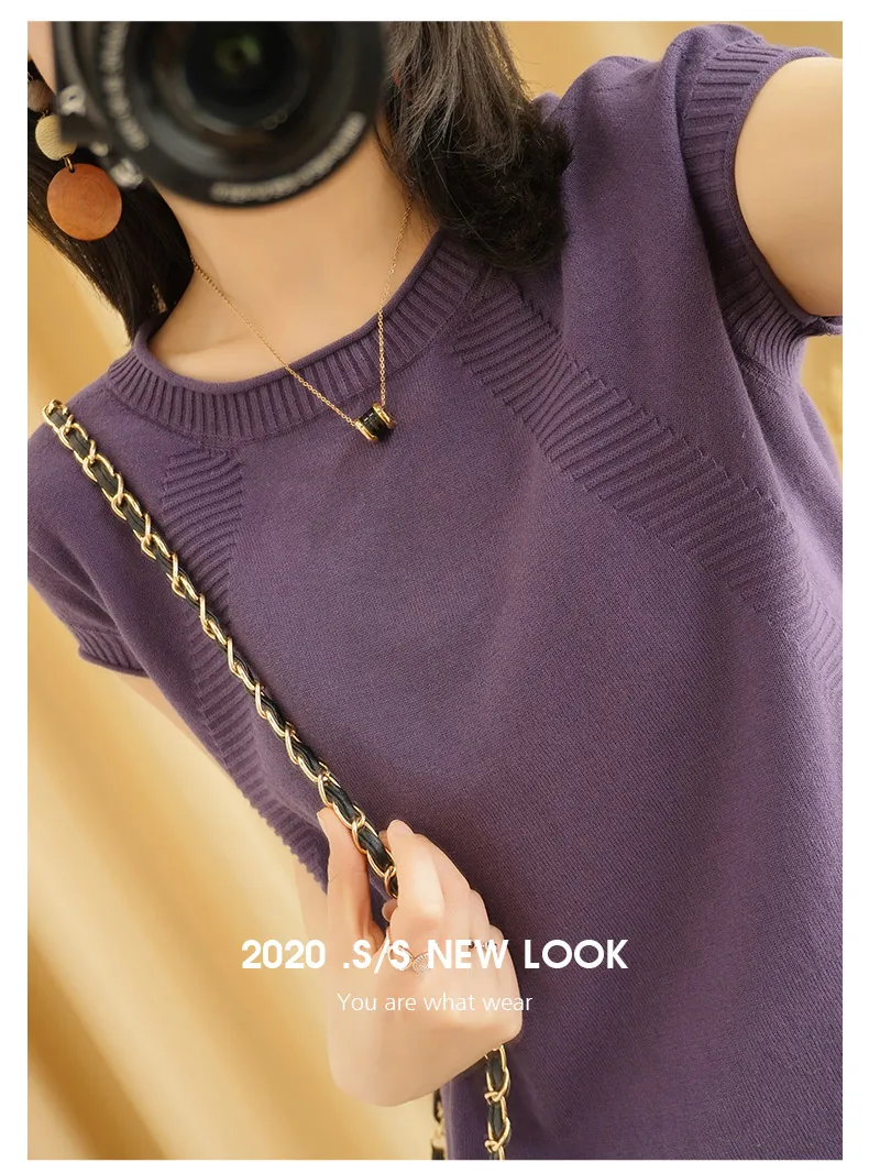 Summer Women's Sweaters fashion O-Neck Short Sleeve Female Pullover 100% Cotton Knitted Tops Soft Health Clothes Pull Femme Cool Summer Women's Sweaters fashion O-Neck Short Sleeve Female Pullover 100% Cotton Knitted Tops Soft Health Clothes Pull Femme Cool