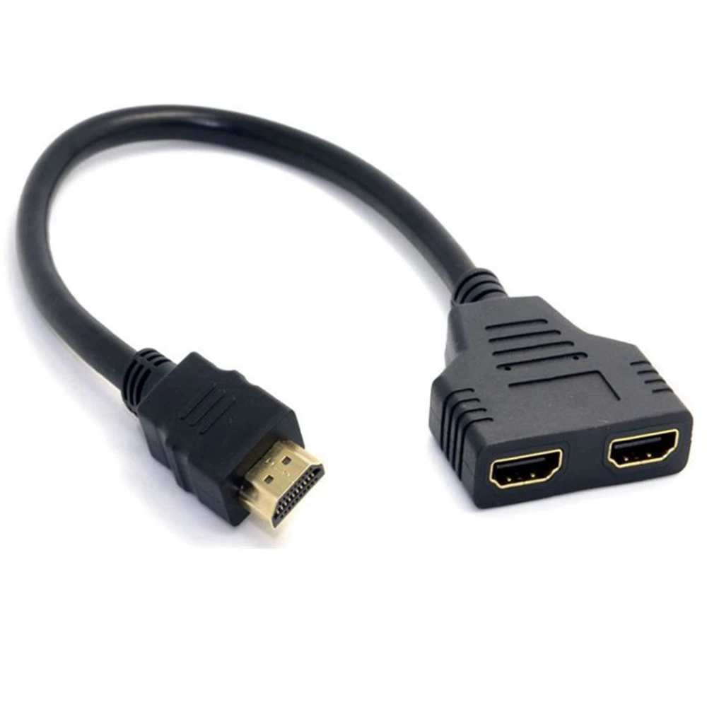 

HD-compatible 1x2 1080P HD to HD 1 Male to 2 Female 1 In 2 Out Splitter Cable Adapter Converter for Projector HD TV