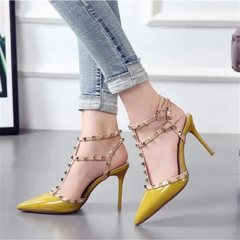 BBZAI ladies shoes 9cm Thin High-Heels shoes women Pointed Toe Rivets Sandals Fashion Show casual ladies Stage performance 34-39
BBZAI ladies shoes 9cm Thin High-Heels shoes women Pointed Toe Rivets Sandals Fashion Show casual ladies Stage performance 34-39