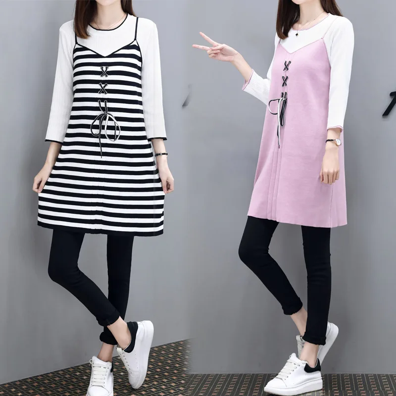 Pregnant Women Dress 2018 Autumn And Winter Korean-style Loose-Fit Mock Two-Piece Sweater Mid-length Autumn Pregnant Women Sweat
Pregnant Women Dress 2018 Autumn And Winter Korean-style Loose-Fit Mock Two-Piece Sweater Mid-length Autumn Pregnant Women Sweat