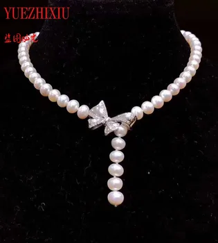 Hot sell new 25inch 8-9mm natural white freshwater pearl necklace zircon Bowknot accessories pendant fashion jewelry
Hot sell new 25inch 8-9mm natural white freshwater pearl necklace zircon Bowknot accessories pendant fashion jewelry