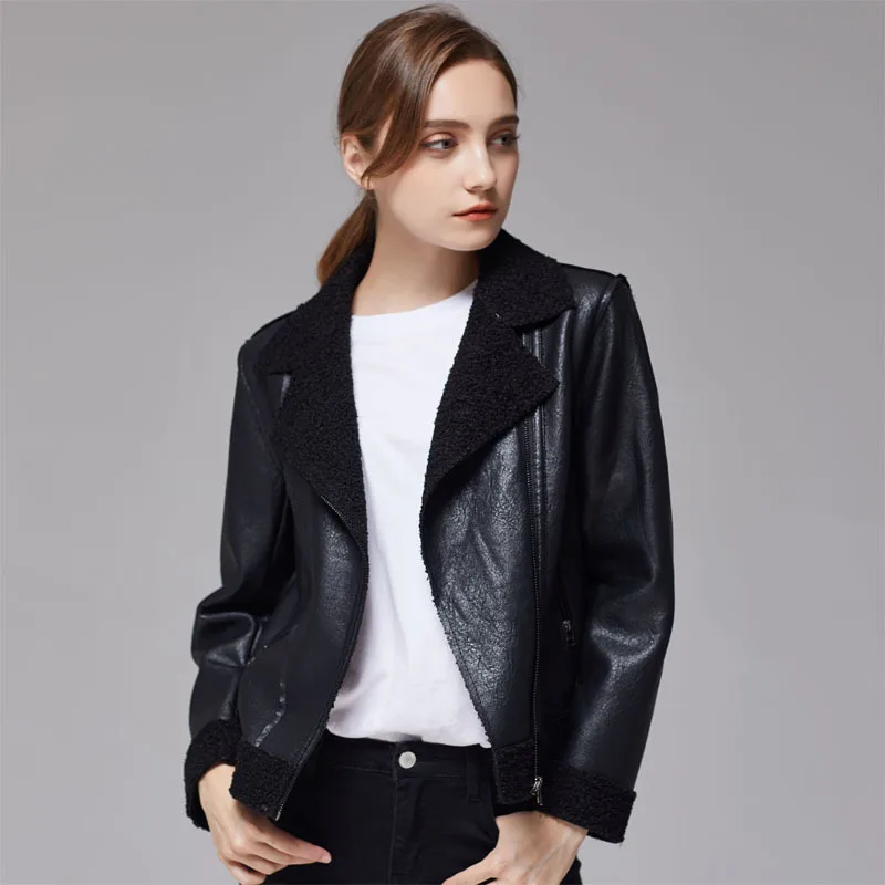 Apperloth Winter Women Faux Lamb Leather Jacket Women Punk Lapel Thickened Padded Warm Zipper Fur Outwear fall 2020 women coats
Apperloth Winter Women Faux Lamb Leather Jacket Women Punk Lapel Thickened Padded Warm Zipper Fur Outwear fall 2020 women coats