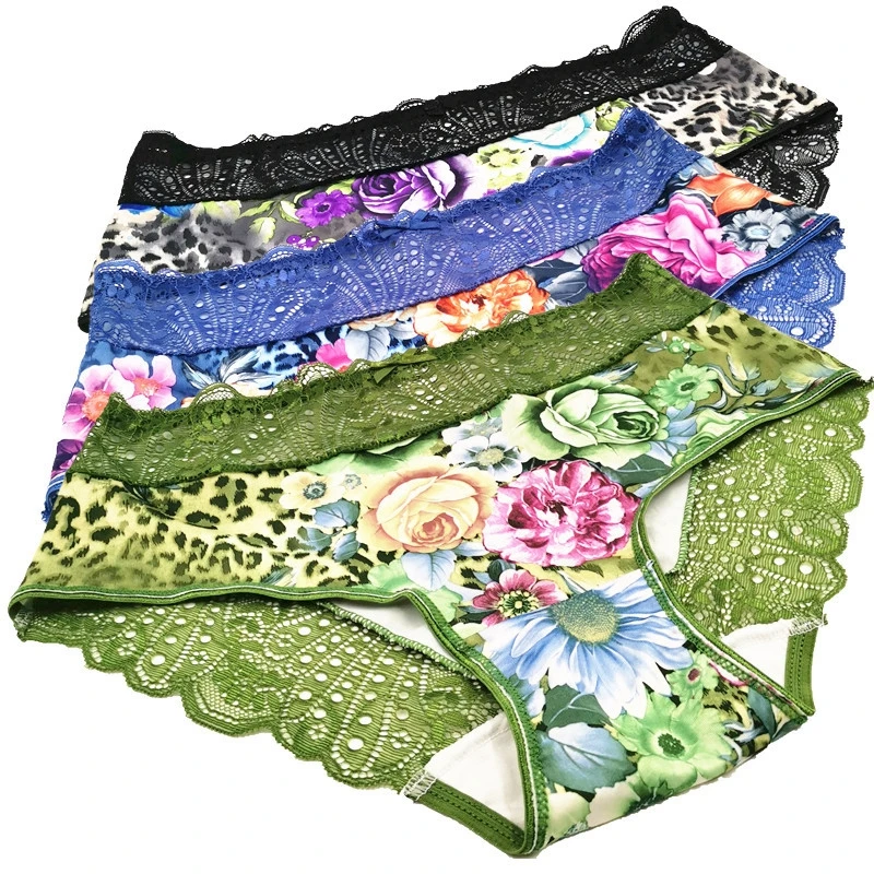 

3Pcs/Lot Fashion Briefs Women Underwears Plus Size 6XL Sexy High-end Luxury Lace Lingeries Hollow Flowers Women's Panties