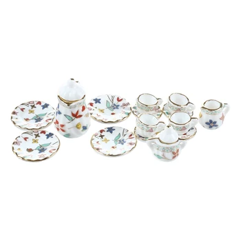 15 Piece Miniature Dollhouse dinnerware porcelain tea set tableware Cup plate Colorful floral print
15 Piece Miniature Dollhouse dinnerware porcelain tea set tableware Cup plate Colorful floral print