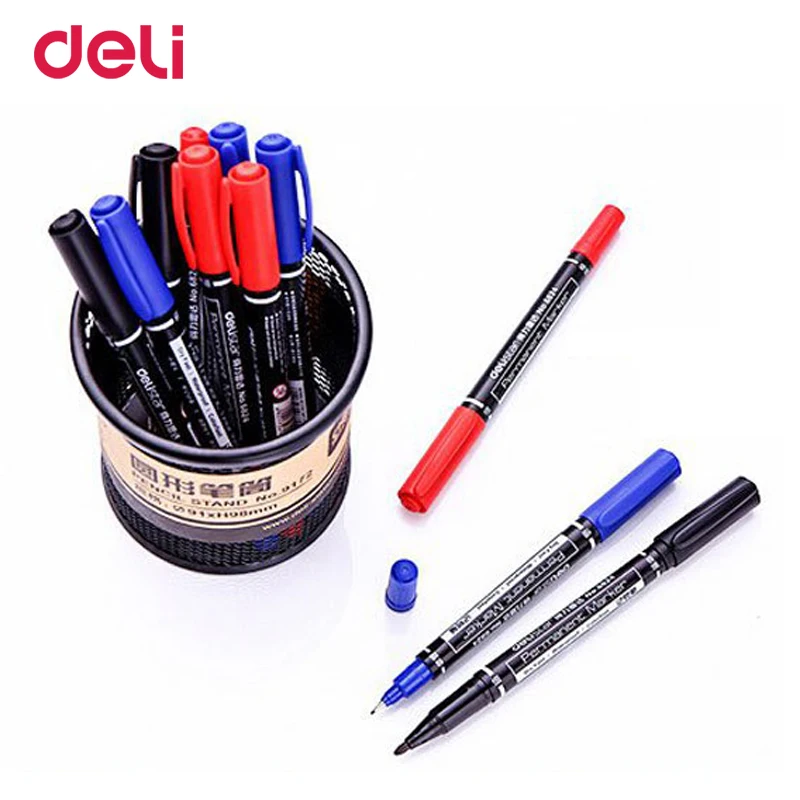 Deli wholesale 2 pcs. Dual tip 0.5 / 1mm color quick-drying permanent markers for the eyeliner quality metal fabric for drawing
Deli wholesale 2 pcs. Dual tip 0.5 / 1mm color quick-drying permanent markers for the eyeliner quality metal fabric for drawing