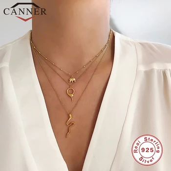 CANNER 100% Real 925 Sterling Silver INS Small Snake Glossy Clavicle Chain Round Choker Necklace For Women Fine Jewelry collares 
CANNER 100% Real 925 Sterling Silver INS Small Snake Glossy Clavicle Chain Round Choker Necklace For Women Fine Jewelry collares