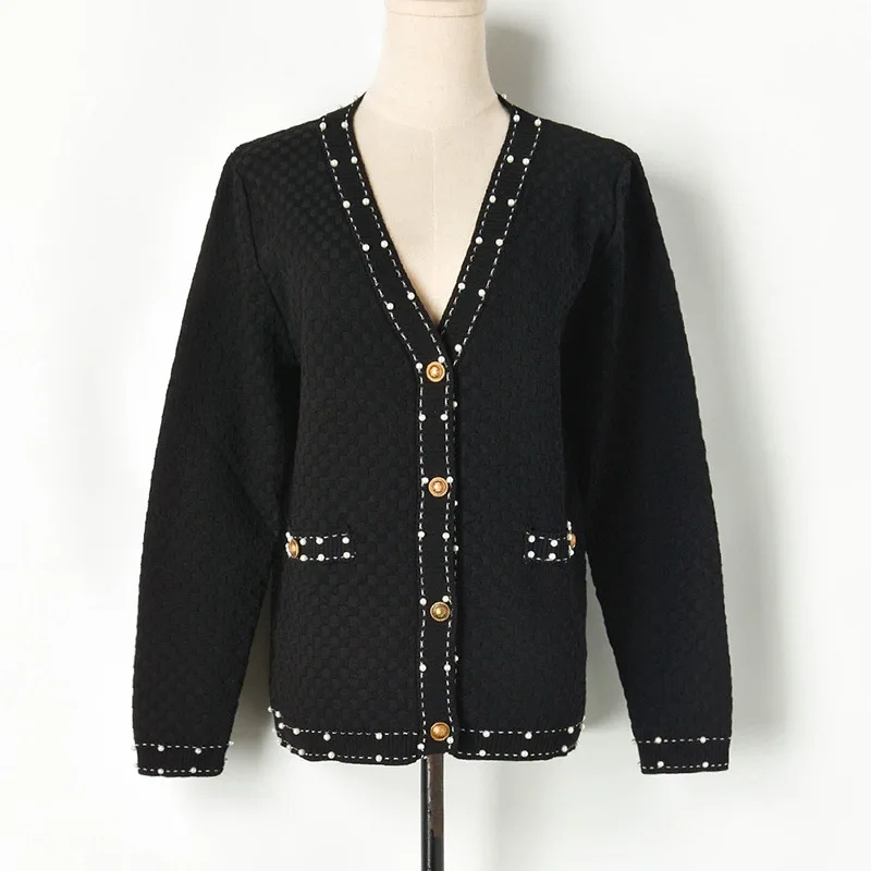 New Runway Luxury Women's Cardigans Knitted V-neck Designer Beading Sweaters Feminine Elegant Buttons Autumn Outerwear Coats Top
New Runway Luxury Women's Cardigans Knitted V-neck Designer Beading Sweaters Feminine Elegant Buttons Autumn Outerwear Coats Top