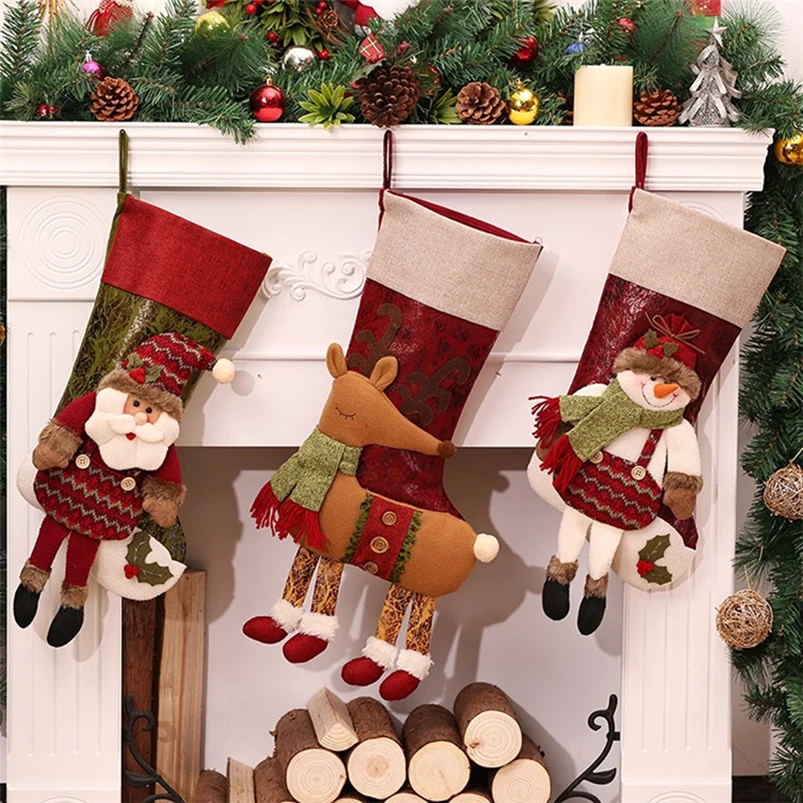 

Christmas Boots Santa Claus Christmas Stockings adornos de navidad Santa Sacks Candy Gift Bag Xmas Tree Hanging Decoration