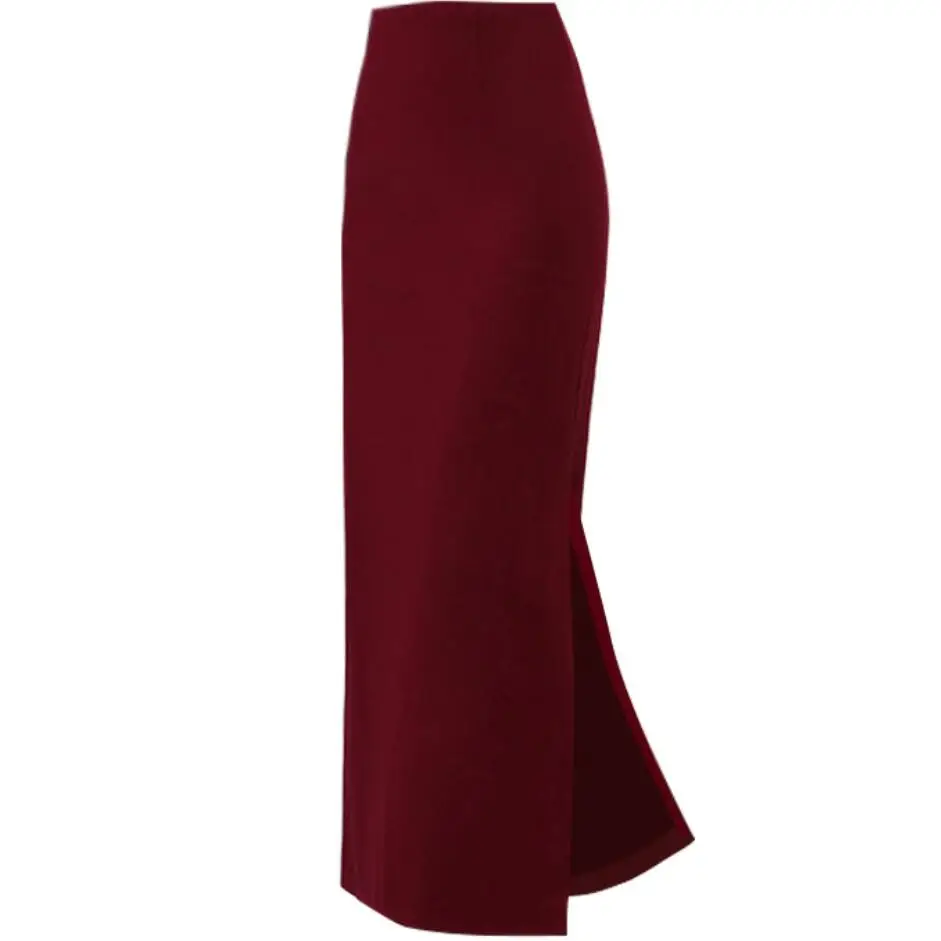 Фото plus size 5XL!New Arrivals Winter Thick Wool Long Skirts For Women High Waist Casual Split Woolen Slim Pencil Skirt | Женская одежда