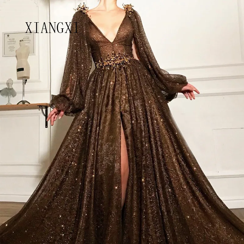 XIANGXI 2020 Shinning Evening Dresses Long Muslim Deep V-Neck A-Line Beaded Prom Dresses Evening Dress Formal Gowns Vestidos
XIANGXI 2020 Shinning Evening Dresses Long Muslim Deep V-Neck A-Line Beaded Prom Dresses Evening Dress Formal Gowns Vestidos