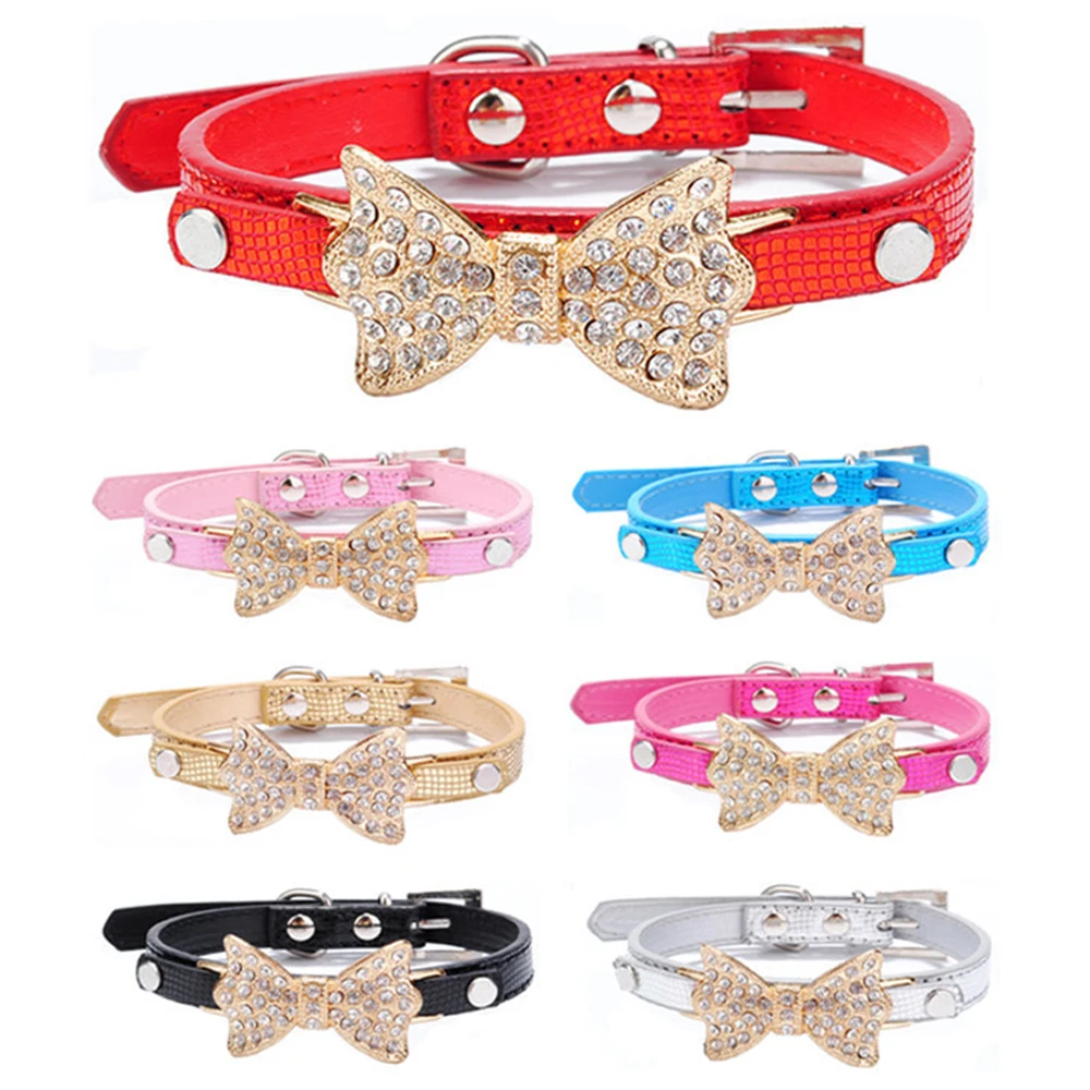 Rhinestone Cat Collars Small Bling Crystal Bow PU Leather Pet Collar Kitten Necklace Cat Harness Leash Cat Accessories
Rhinestone Cat Collars Small Bling Crystal Bow PU Leather Pet Collar Kitten Necklace Cat Harness Leash Cat Accessories