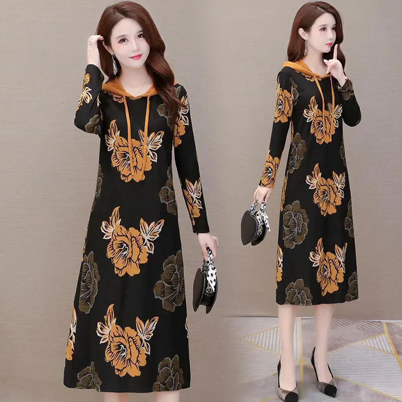 Autumn and winter loose and thin fashion temperament long printed dress women haveThin or thicker 2 type big size clothes
Autumn and winter loose and thin fashion temperament long printed dress women haveThin or thicker 2 type big size clothes