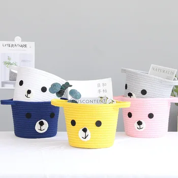 1Pcs Hand Woven Foldable Multi Purpose Storage Basket Cotton Rope Desktop Organizer for Household for Sundries Cartoon Bear 
1Pcs Hand Woven Foldable Multi Purpose Storage Basket Cotton Rope Desktop Organizer for Household for Sundries Cartoon Bear