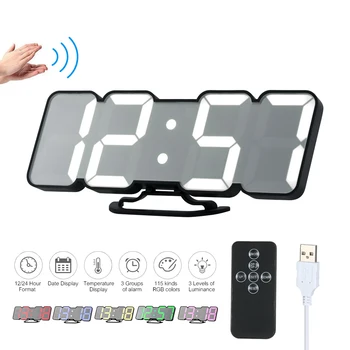 3D Wireless Remote Digital LED Alarm Clock USB Wall Clock 115-Color Changing 3-Level Brightness Sound Control Wall Desktop Clock
3D Wireless Remote Digital LED Alarm Clock USB Wall Clock 115-Color Changing 3-Level Brightness Sound Control Wall Desktop Clock