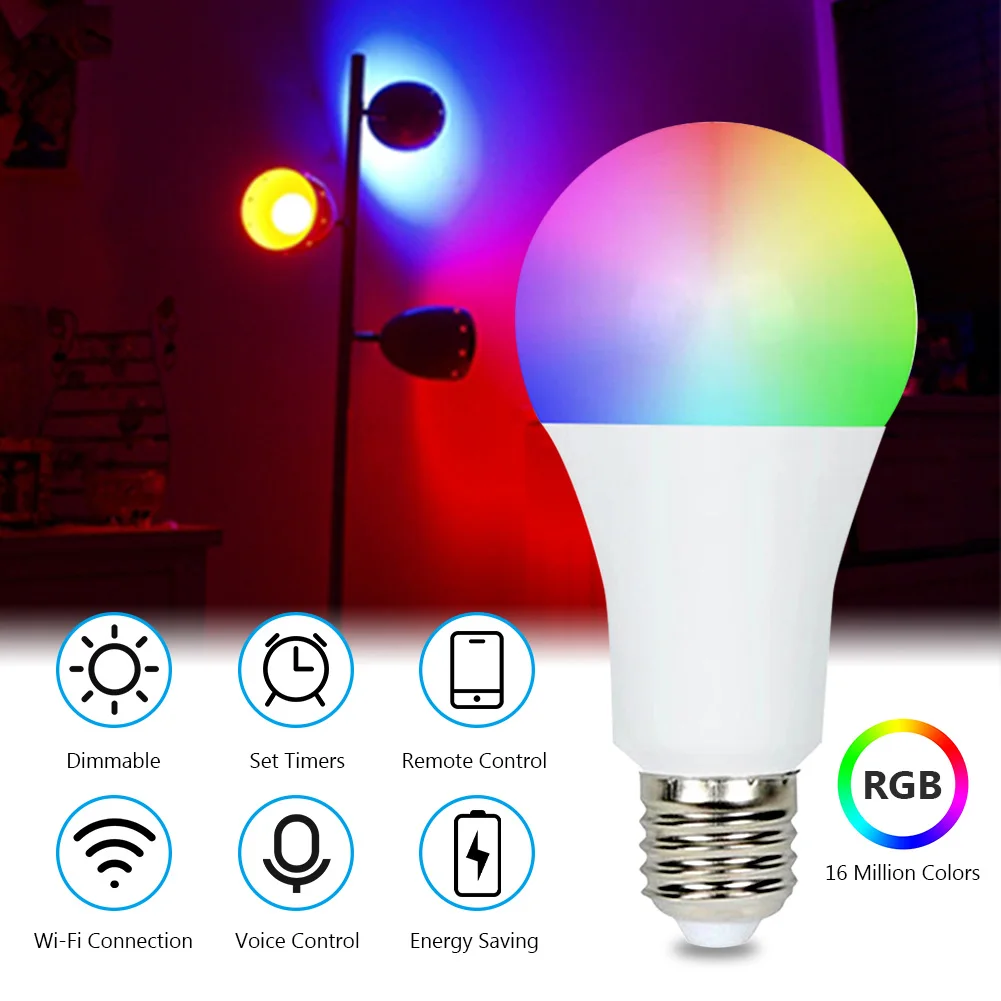 Smart WiFi Light Bulb E27 E14 110V 220V RGB Led Lamp Dimmable Smart Home Lighting Compatible with Amazon Alexa Google Home
Smart WiFi Light Bulb E27 E14 110V 220V RGB Led Lamp Dimmable Smart Home Lighting Compatible with Amazon Alexa Google Home
