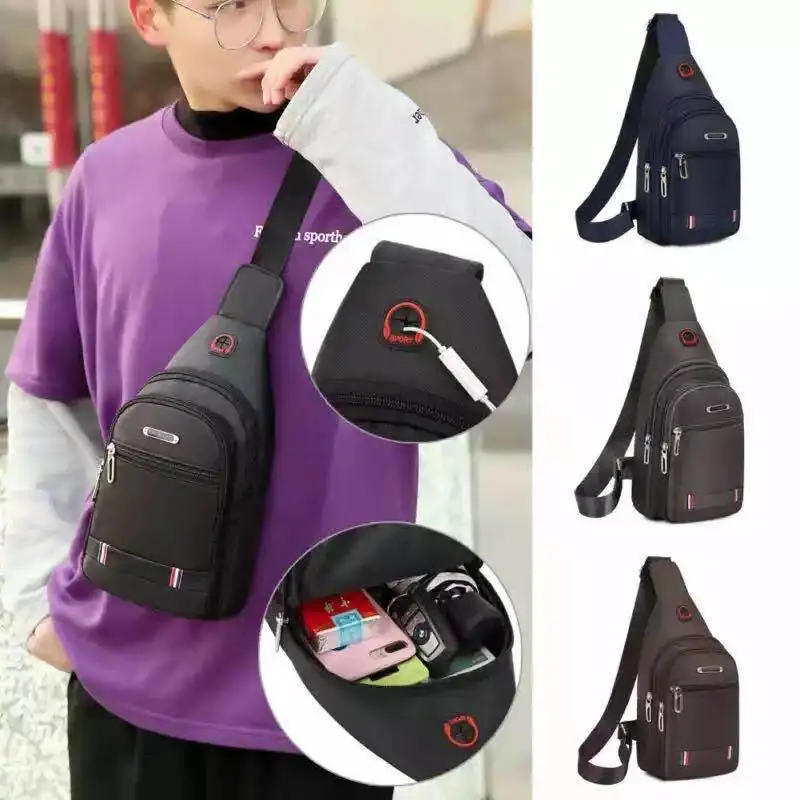 

Men Shoulder Bag Leisure Waterproof and Hard-Wearing Oxford Cloth sport Crossbody Outdoor Chest Bag Daily Picnic Travel Package