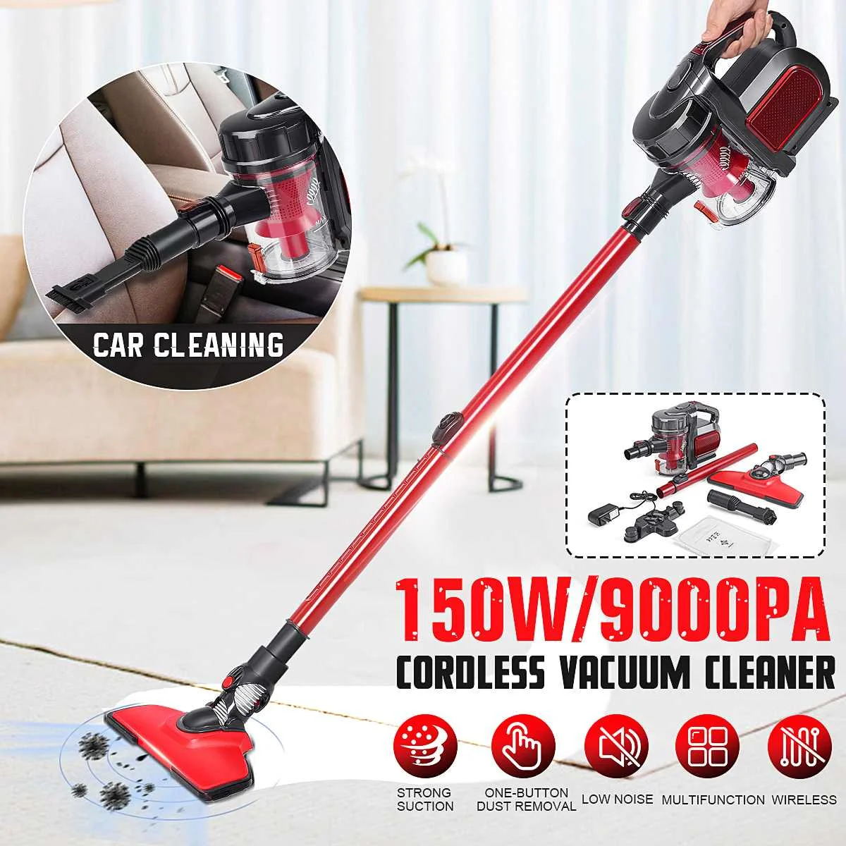 100-240V Vacuum Cleaner Cordless Stick Vacuum Power Suction 15000Pa Handheld Vacuum with LED Headlight 2-in-1 Vacuum
100-240V Vacuum Cleaner Cordless Stick Vacuum Power Suction 15000Pa Handheld Vacuum with LED Headlight 2-in-1 Vacuum