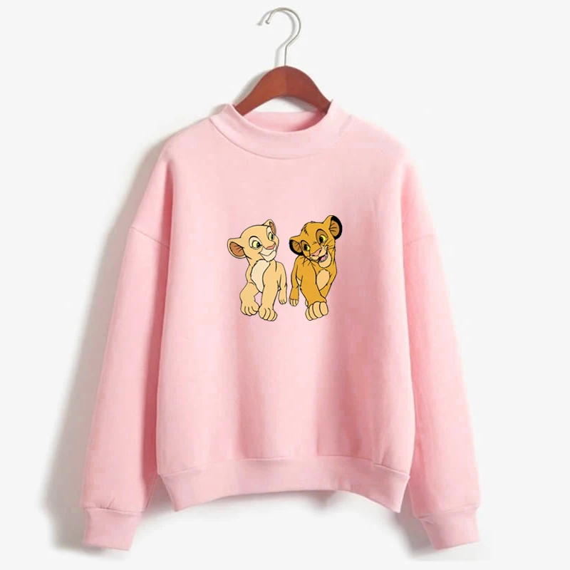 Kawaii Lion Print Sweatshirt Simba and Nala Cartoon Movie Aesthetic Sweatshirts Long-sleeved Pullovers Tops Streetwear Hoody | Женская