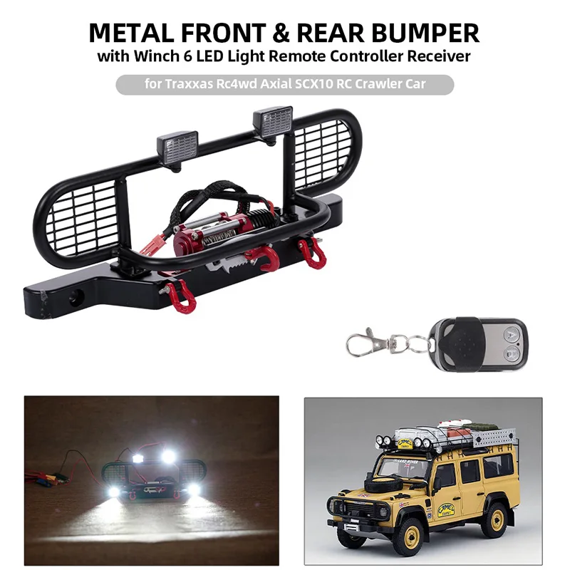 Hot Bumper Metal with Winch 2 LED Light Remote Controller Receiver for Traxxas TRX-4 TRX4 RC Crawler Car Parts
Hot Bumper Metal with Winch 2 LED Light Remote Controller Receiver for Traxxas TRX-4 TRX4 RC Crawler Car Parts
