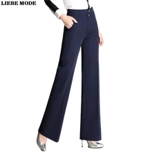 

Women's Autumn High Waist Wide Legs Trousers Plus Size Summer Woman Casual Ladies Loose Straight Suit Pants for Work Burgundy