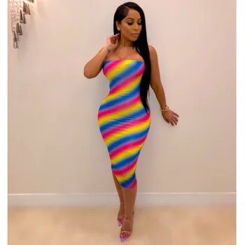 2019 WOMEN'S Dress Hot Selling Europe And America Multi-color Stripe Wrap-around Slim Fit Nightclub Dress S1094
2019 WOMEN'S Dress Hot Selling Europe And America Multi-color Stripe Wrap-around Slim Fit Nightclub Dress S1094