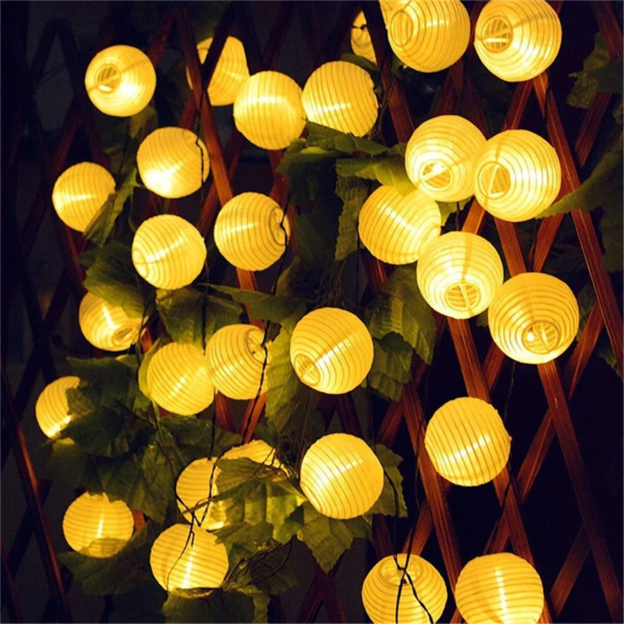 

Solar 10/20/30 LED Lantern Christmas String Lights Waterproof Fairy Garden Lights Garland Patio Fence Street Wedding Party Decor