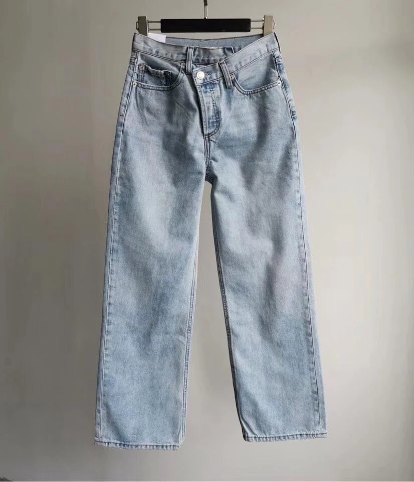 2019 ladies fashion loose overlapping waist straight jeans 0818 
2019 ladies fashion loose overlapping waist straight jeans 0818
