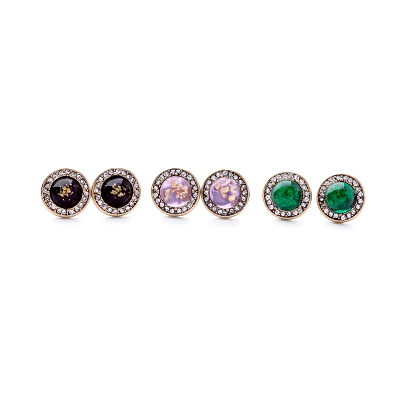 Exquisite Crystal Three-color Round Resin Buttons Stud Earrings For Women Gifts Fashion Jewelry Wholesale
Exquisite Crystal Three-color Round Resin Buttons Stud Earrings For Women Gifts Fashion Jewelry Wholesale