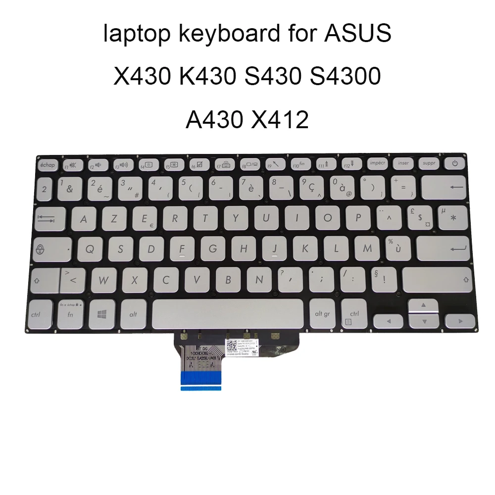 

FR TR Replacement Keyboards for ASUS Vivobook 14s X430 UF S430 A430 French Azerty Turkey silver backlit 0KNB0 260AFR00 260ATU00
