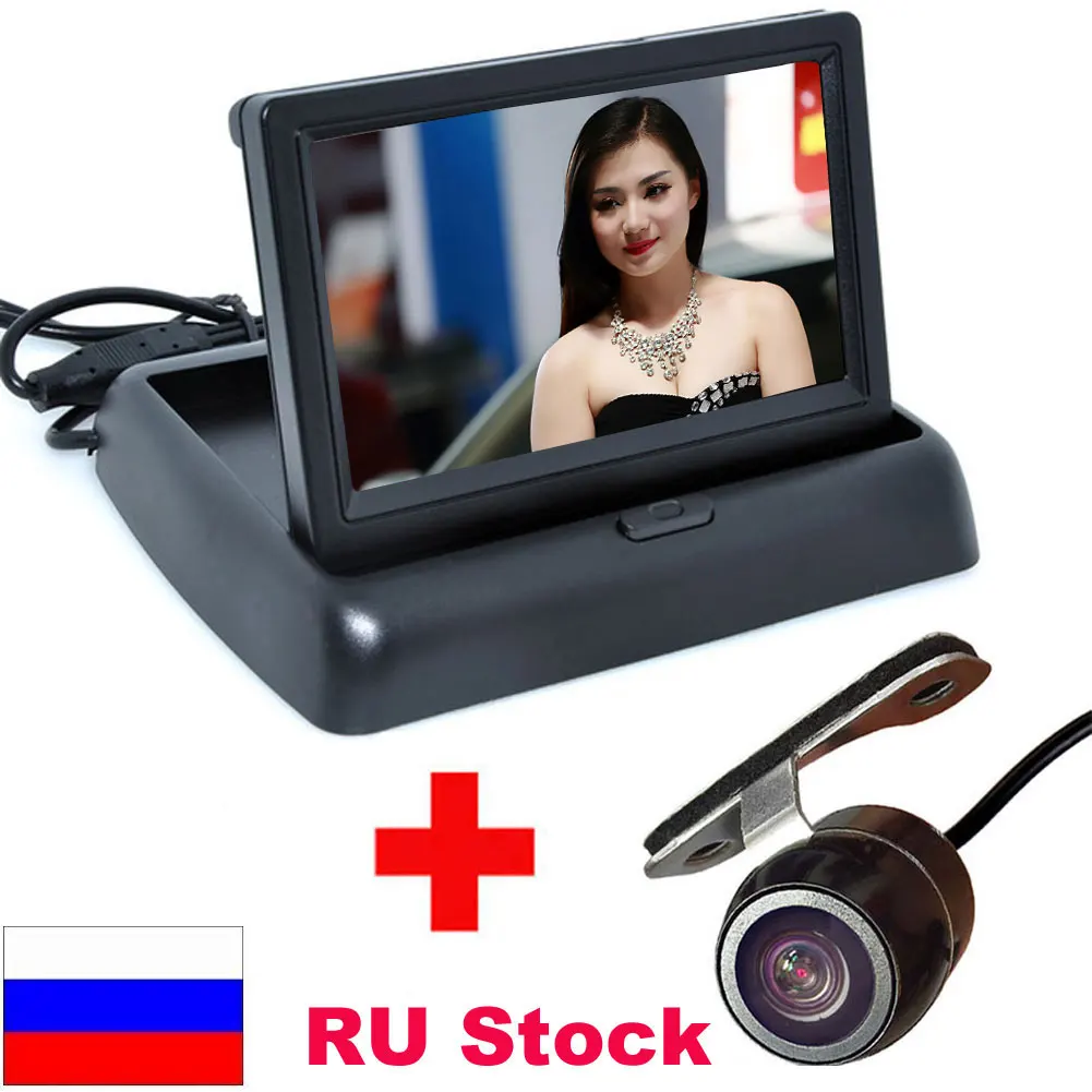 

New High Resolution 4.3" Color TFT LCD Folding Car Parking Assistance Monitors DC 12V Foldable Car Monitor With Rear View Camera