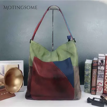 Vintage Style Genuine Leather Women Tote Bag Cowhide Handbag Patchwork Shopper Bag Fashion Bag Ladies Luxury Desgin Bag 2020 New 
Vintage Style Genuine Leather Women Tote Bag Cowhide Handbag Patchwork Shopper Bag Fashion Bag Ladies Luxury Desgin Bag 2020 New