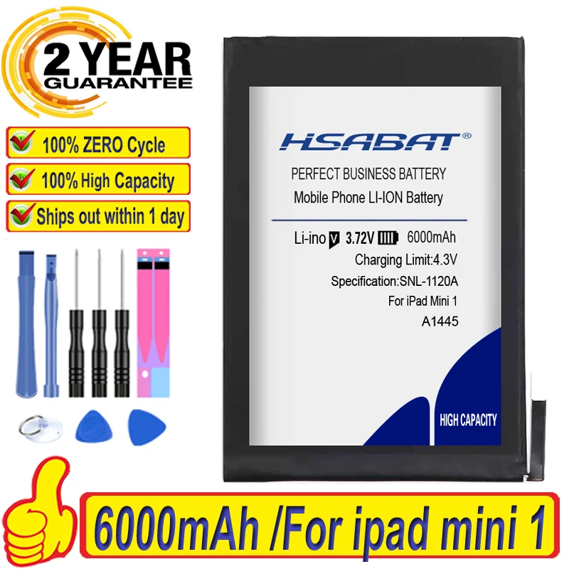 100% Оригинальный аккумулятор HSABAT 6000 мАч для ipad mini 1 iPad mini1 A1445 A1432 A1454 A1455|Батареи
