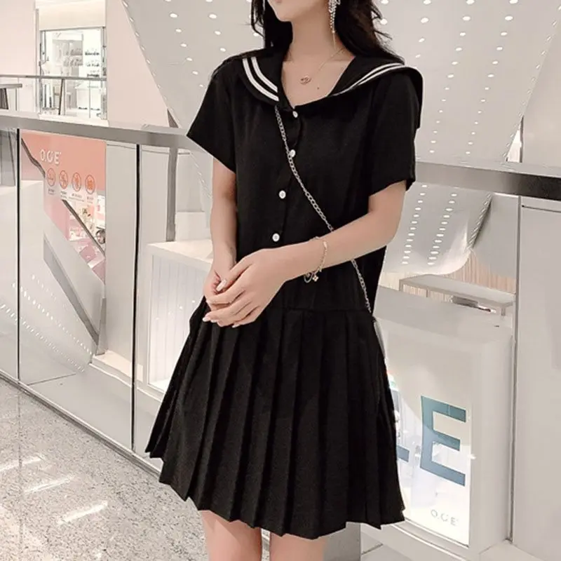 Rosetic Women Dress Summer Vintage Dresses 2019 School Girl Gothic Dress Female Pleated Dress Navy Collar Fashion Girl Wear
Rosetic Women Dress Summer Vintage Dresses 2019 School Girl Gothic Dress Female Pleated Dress Navy Collar Fashion Girl Wear