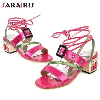 SARAIRIS mixed-color ankle-wrap Sandals Sweet High Chunky Heels Sandals Women 2020 New Ins Hot Colorful Gladiator Shoes Woman
SARAIRIS mixed-color ankle-wrap Sandals Sweet High Chunky Heels Sandals Women 2020 New Ins Hot Colorful Gladiator Shoes Woman