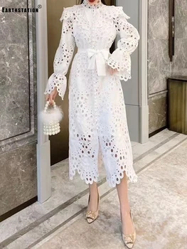 Free Shipping White High Collar Single Breasted Lace Up Waist Hollow Lace Irregular Loose Dress Ladies Autumn New Fashion
Free Shipping White High Collar Single Breasted Lace Up Waist Hollow Lace Irregular Loose Dress Ladies Autumn New Fashion